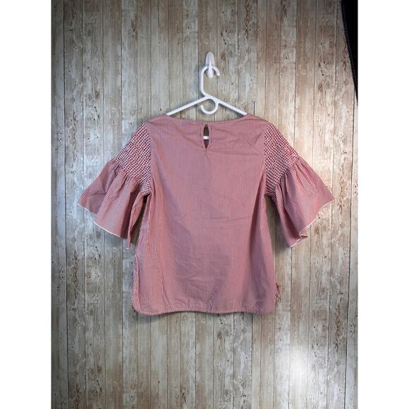 Vineyard Vines Shirt Womens S Red White Striped Keyhole Back Flutter Sleeves - Picture 3 of 11